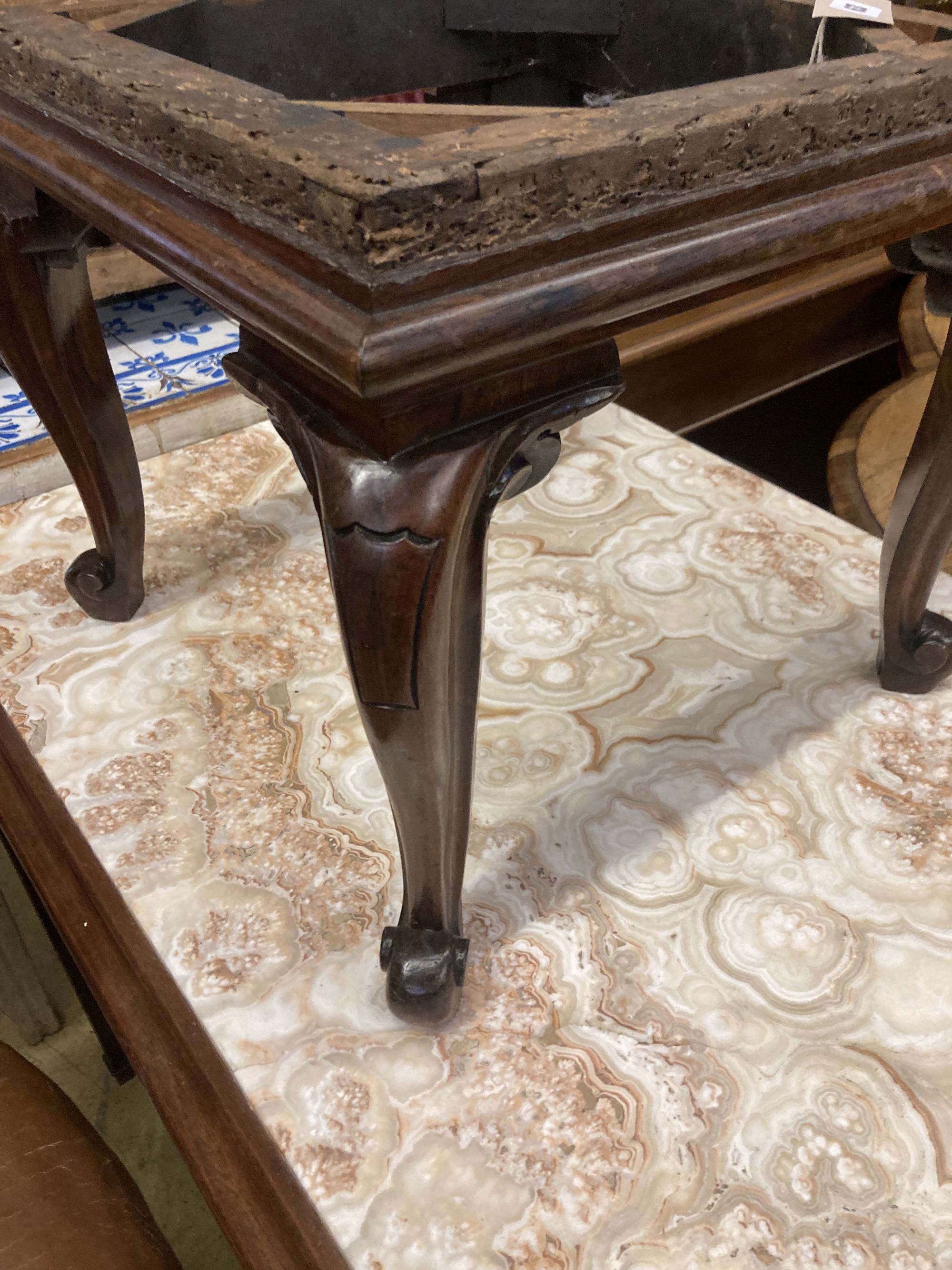 A Victorian rosewood dressing stool frame, width 40cm depth 40cm height 36cm